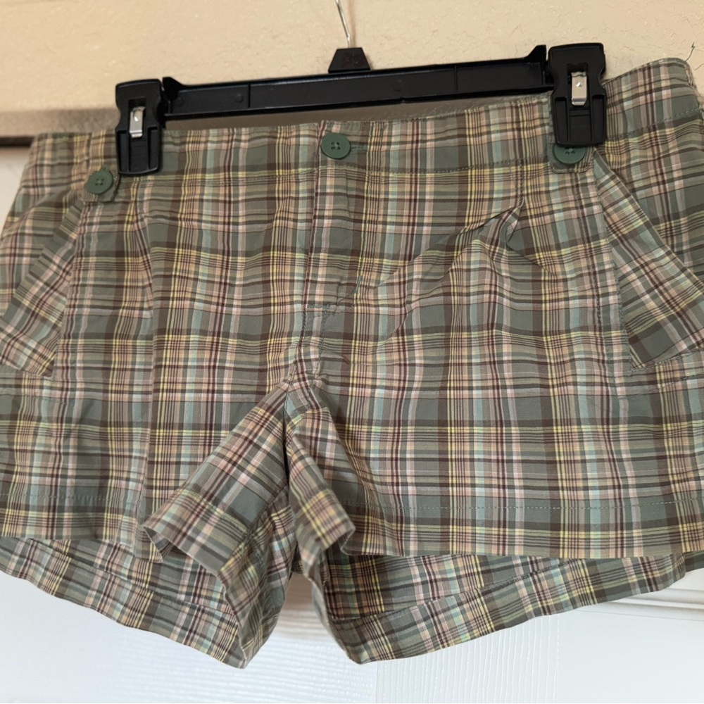Plaid Button-Up Shorts